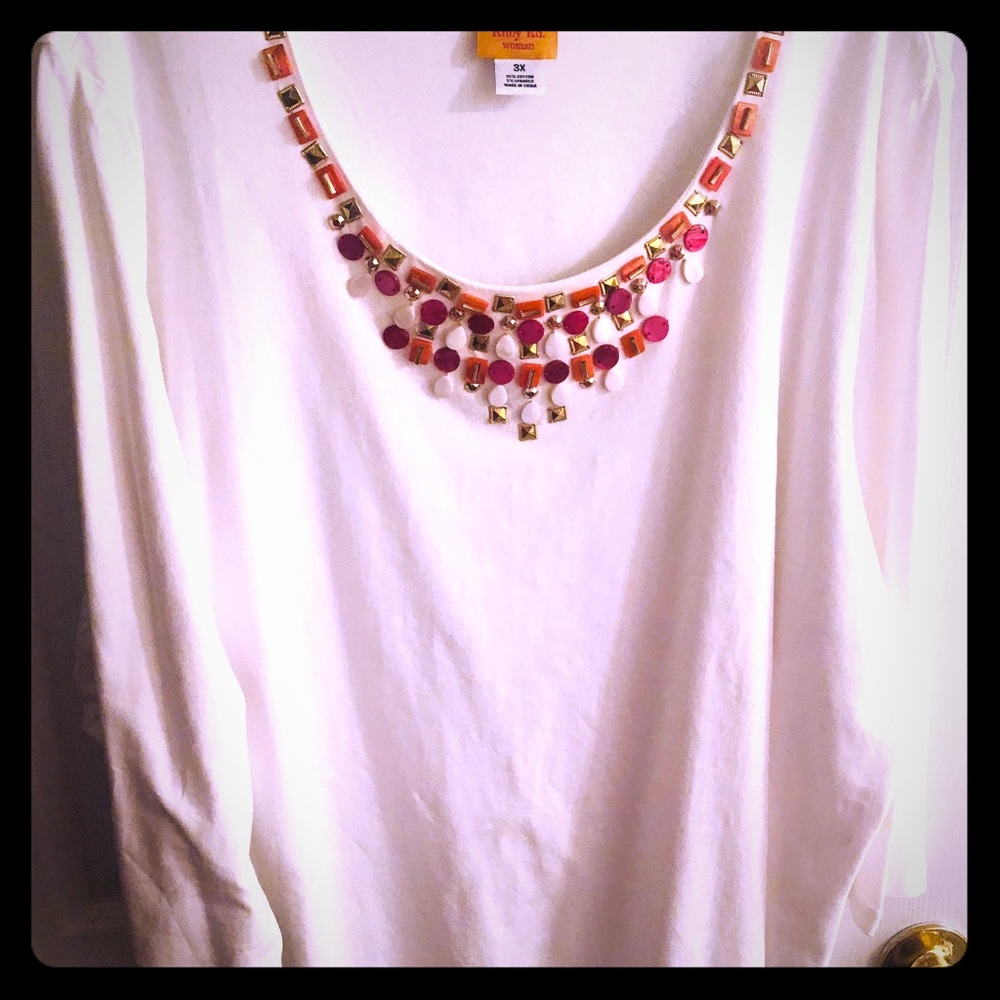 Beaded neckline top